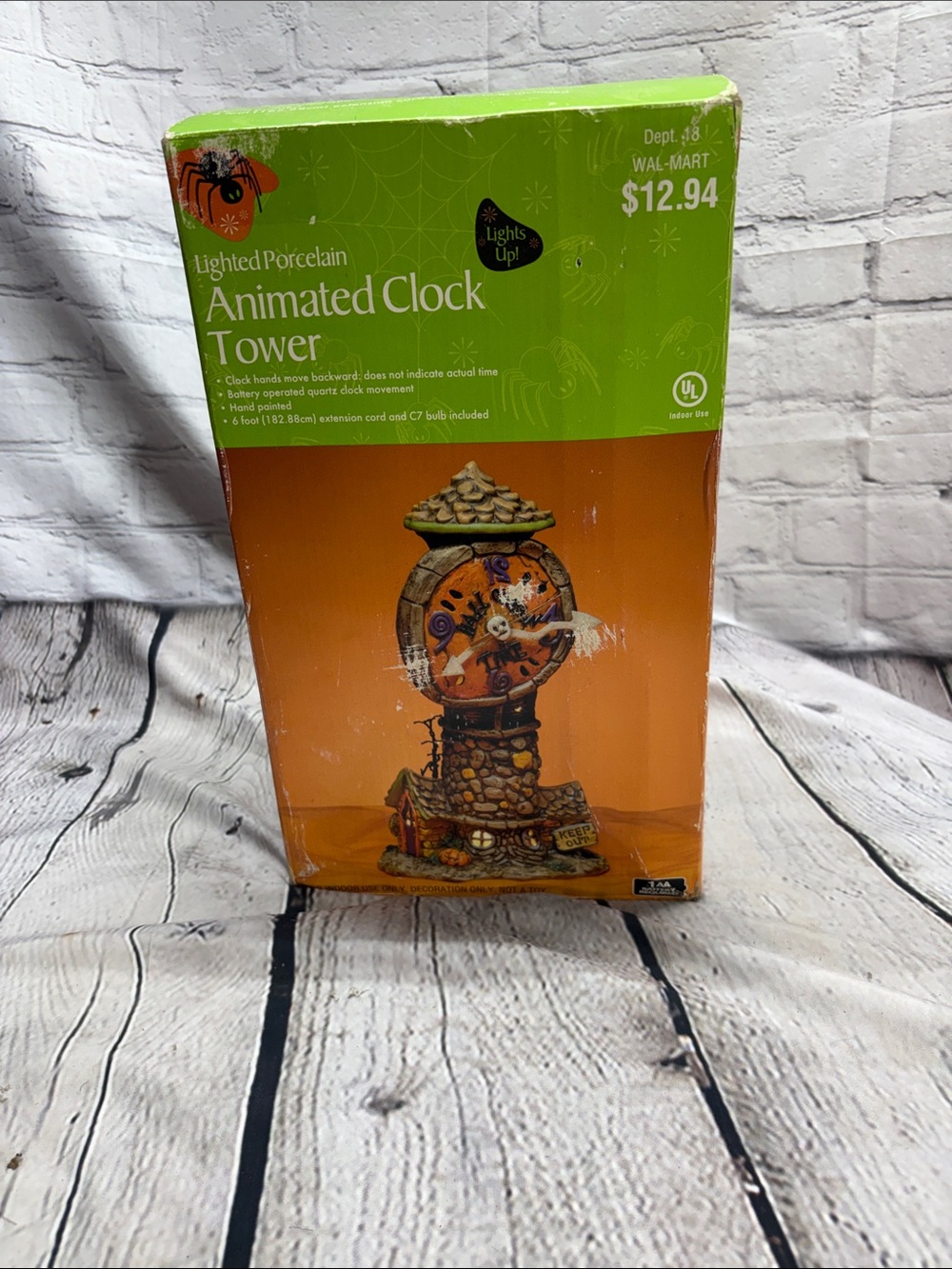 Lighted Porcelain Animated Clock Tower - Halloween decoration